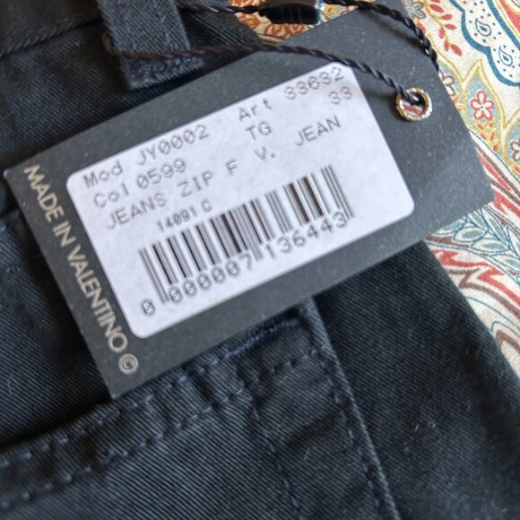 NWT Valentino Ladies Jeans - Navy Blue Cotton Twill  - Straight Leg Size 33 X 33 - Picture 8 of 12
